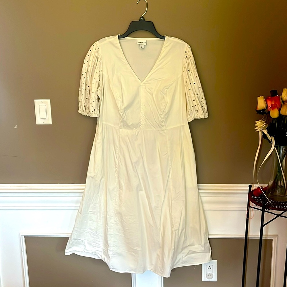 Cream cotton Midi Dress plus size X